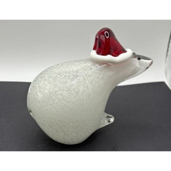 Vintage Murano Style Art Glass Christmas Mouse Hand Made - Picture 4 of 9